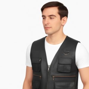 NEW Safari Brown& Black Leather Vest